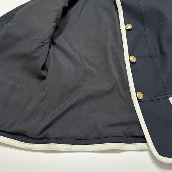 Talbots Military Peplum Jacket Womens 2P Black Gold Button Cotton Classic Preppy - Picture 7 of 15
